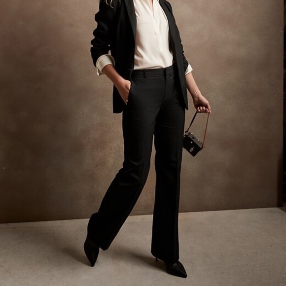 Banana Republic Factory Washable Logan Classic Black Tailored Trouser Pant - Picture 1 of 8